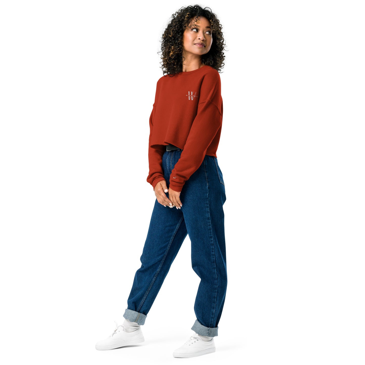 Crop Sweatshirt W Logo Embroidered
