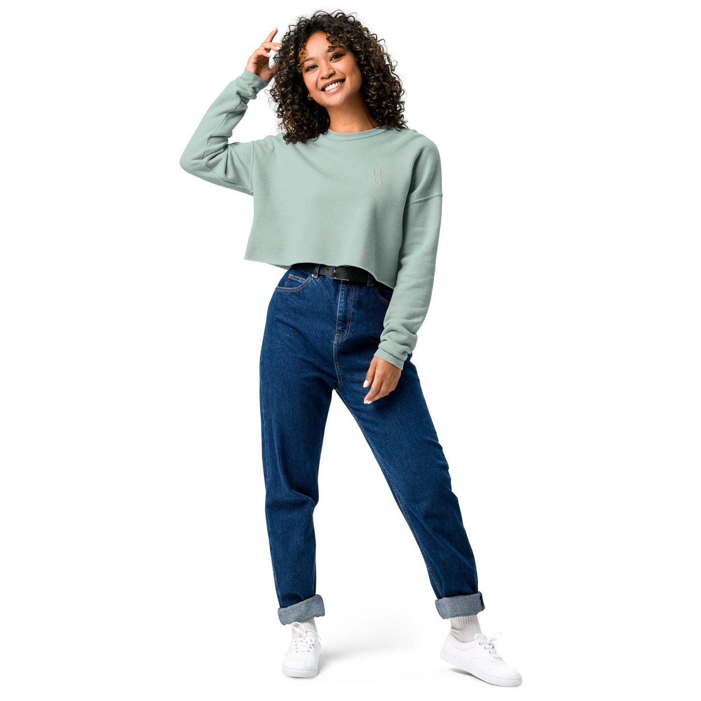 Crop Sweatshirt W Logo Embroidered