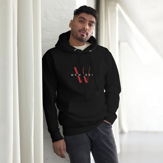 Red W Embroidered Premium Hoodie