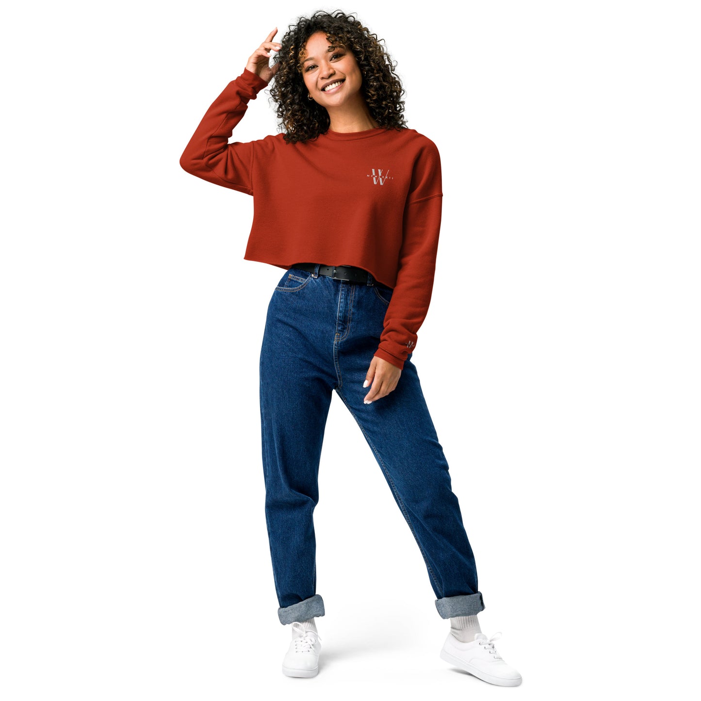 Crop Sweatshirt W Logo Embroidered