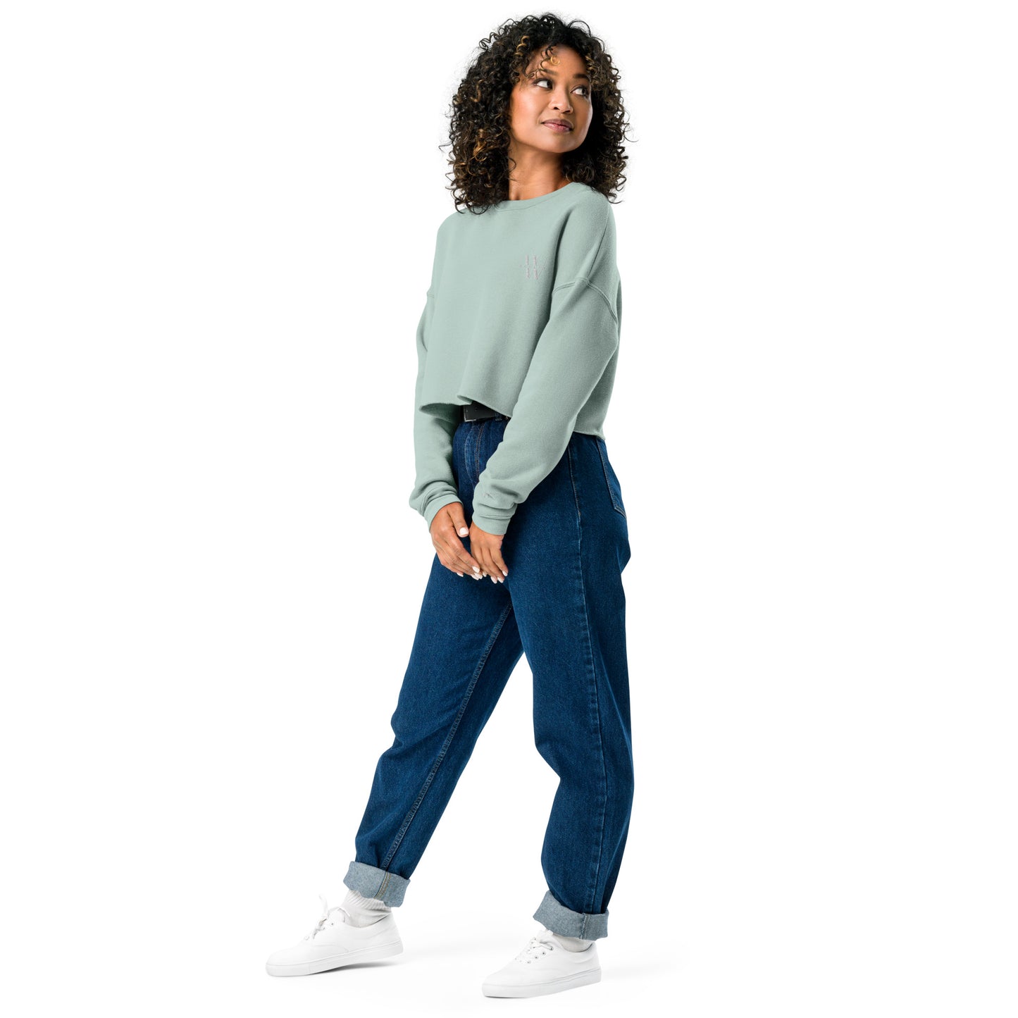 Crop Sweatshirt W Logo Embroidered