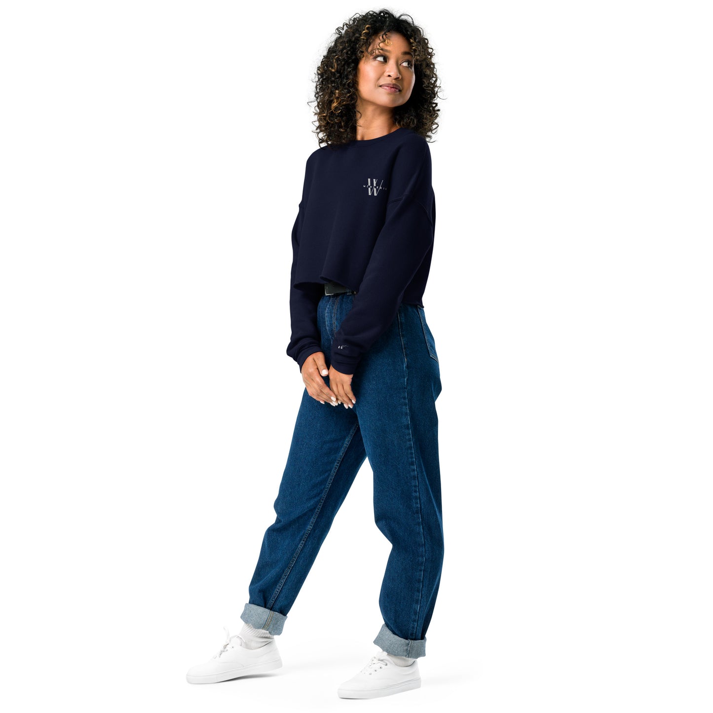 Crop Sweatshirt W Logo Embroidered